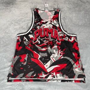 Puma Rival Rage All Over Print Mesh Jersey Mens 2XL Athletic Red NEW